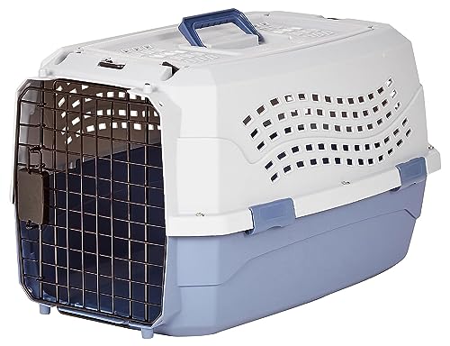 Amazon Basics zweitürige, überladbare Hund hütte, 58L x 38W x 33H cm, Blau von Amazon Basics