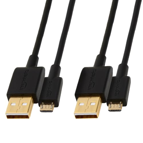Amazon Basics Verbindungskabel, USB 2.0, USB-A Stecker auf Micro-USB B-Stecker, 0.9 m (2 Stück), Schwarz von Amazon Basics