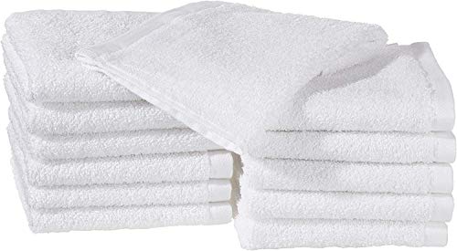 Amazon Basics Waschlappen aus Baumwolle, 30L x 30B cm, 12er-Pack, Weiß von Amazon Basics