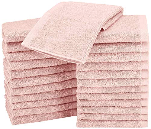 Amazon Basics Waschlappen aus Baumwolle, 24er-Pack, Blütenrosa, 30 x 30 cm von Amazon Basics