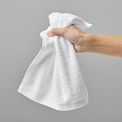 Amazon Basics Waschlappen aus Baumwolle, 24 Stück, Weiß, 30 L cm x 30 B cm von Amazon Basics
