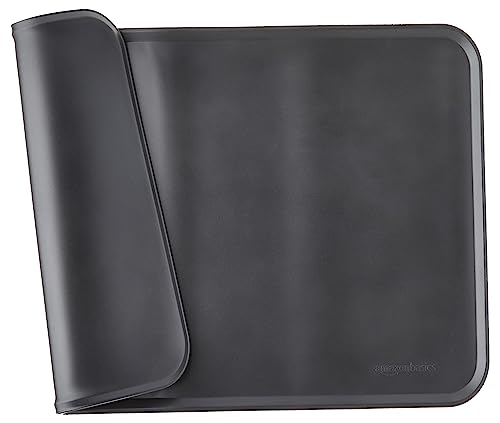 Amazon Basics - Wasserabweisende Napfunterlage aus Silikon, Unterlage für Haustierfutter, 47 x 29 cm, Schwarz, Einzelbett von Amazon Basics