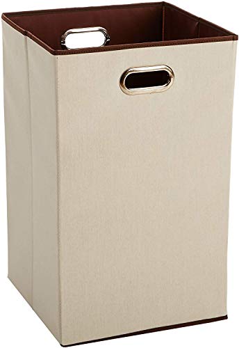 Amazon Basics Rechteckig Zusammenklappbarer Wäschekorb, Beige, Braun von Amazon Basics