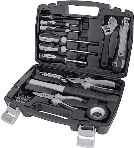 Amazon Basics - Werkzeug-Set für den Haushalt, Stahllegierung, 32 Teile, Schwarz / Grau von Amazon Basics