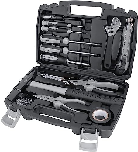 Amazon Basics Werkzeug-Set für den Haushalt, Stahllegierung, 32 Teile, Schwarz / Grau von Amazon Basics