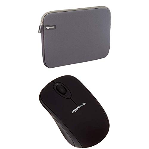 Set Amazon Basics 11.6-INCH LAPTOP SLEEVE - GREY + Amazon Basics WIRELESS MOUSE WITH NANO RECEIVER BLACK von Amazon Basics