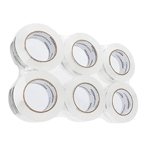 Amazon Basics Transport- und Packband, Standardweit: 4,7 cmW x 99,6 m, Kristallklar, 6 Stück, Durchsichtig von Amazon Basics