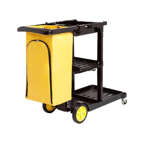 Amazon Basics Reinigungswagen mit Reißverschlusstasche und 2 Ablageflächen, Schwarz/Gelb, 120 x 51 x 98cm (Früher Marke AmazonCommercial) von Amazon Basics