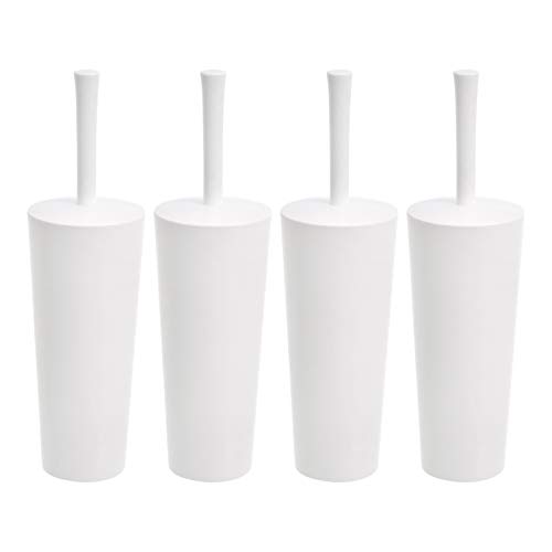 Amazon Basics WC-Bürsten- und Halter-Set mit rutschfestem Griff und robusten Borsten, 4 Stück, weiß, (früher AmazonCommercial Marke) von Amazon Basics