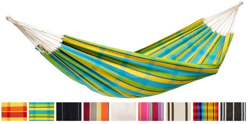 AMAZONAS Brasilianische Hängematte XL Barbados Lemon 230 x 150cm für Mehrpersonen bis 200kg kariert Gesamtlänge 340 cm von AMAZONAS