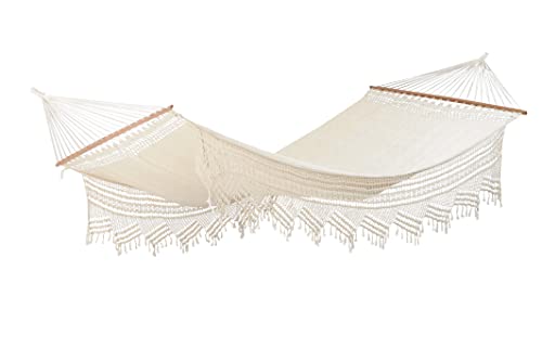 AMAZONAS Edle Premium Jacquard Boho Stabhängematte in Übergröße Palacio 240x160 cm bis 200 kg in Weiß von AMAZONAS