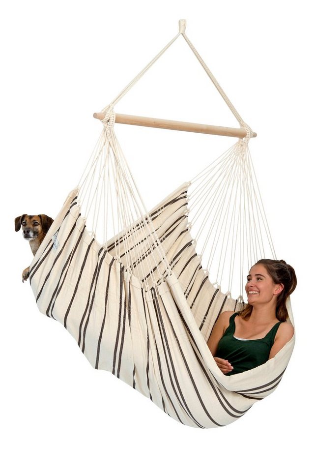 Amazonas Hängesessel Brasil KingSize Hängestuhl (Belastbarkeit 150 kg, Handgefertigt, aus recycelten Materialien), Große Sitzfläche von Amazonas