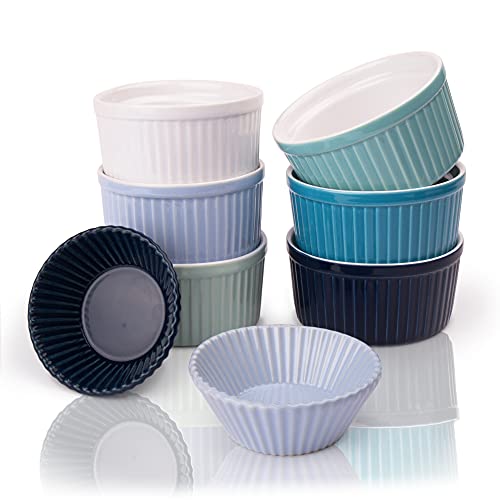 Amazy Soufflé Schalen und Cupcake Formen aus Keramik – 6x Souffle Schälchen & 2x Cupcakeformen (8er Set) | Souffle und Cupcake Förmchen für Cupcakes, Creme Brulee oder Suppen von Amazy