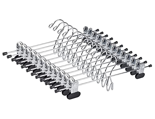 Amber Home 12 Stück robuste Metall-Hosen-Rock-Kleiderbügel, stapelbar, zusätzliche Metall-Kleiderbügel mit 2 verstellbaren Clips, kaskadierende Clip-Kleiderbügel, Slacks (großer Clip, 12) von Amber Home
