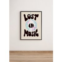 Verloren in Der Musik Kunstdruck | Typografie Print Poster Diskokugel Retro Prints Kunst Bunte Wandkunst Geschenke Für Musikliebhaber von AmberMayArtShop