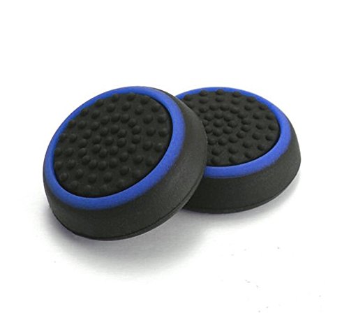 Silikon-Daumenkappe für Joysticks, Thumbsticks, für PS4, Xbox One, PS3, Xbox 360, PS2, Game-Controller (schwarz mit blau) von Ambertown