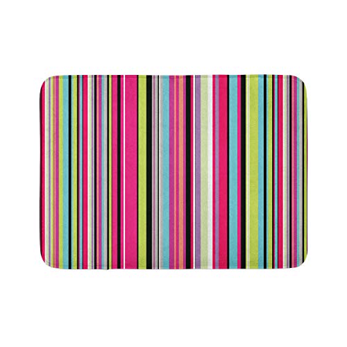 Ambesonne Abstrakte Badematte, Barcode-Linien wie Streifen, vertikales Muster, flippige, moderne Fliesen-Illustration, Plüsch-Badezimmerdekormatte mit rutschfester Unterseite, 76,7 x 50,8 cm, Hot Pink von Ambesonne