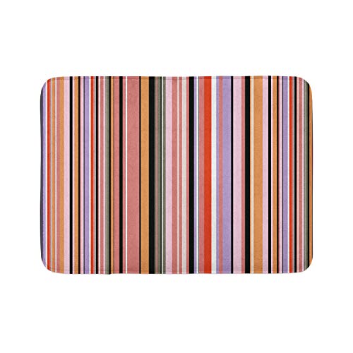 Ambesonne Abstrakte Badematte, Barcode-Linien wie Streifen, vertikales Muster, flippige, moderne Fliesen-Illustration, Plüsch-Badezimmerdekormatte mit rutschfester Unterseite, 76,7 x 50,8 cm von Ambesonne