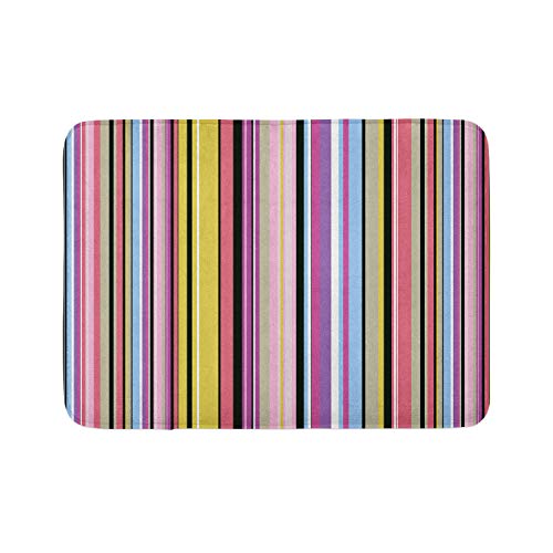 Ambesonne Abstrakte Badematte, Barcode-Linien wie Streifen, vertikales Muster, flippige, moderne Fliesen-Illustration, Plüsch-Badezimmerdekormatte mit rutschfester Unterseite, 76,7 x 50,8 cm von Ambesonne