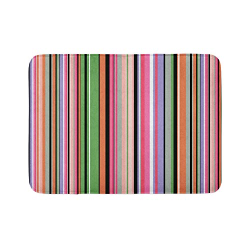 Ambesonne Abstrakte Badematte, Barcode-Linien wie Streifen, vertikales Muster, flippige, moderne Fliesen-Illustration, Plüsch-Badezimmerdekormatte mit rutschfester Unterseite, 76,7 x 50,8 cm von Ambesonne