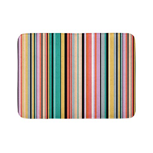 Ambesonne Abstrakte Badematte, Barcode-Linien wie Streifen, vertikales Muster, flippige, moderne Fliesen-Illustration, Plüsch-Badezimmerdekormatte mit rutschfester Unterseite, 76,7 x 50,8 cm von Ambesonne