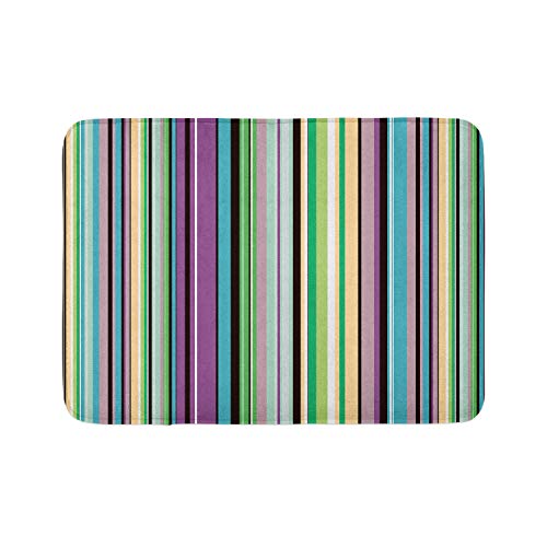 Ambesonne Abstrakte Badematte, Barcode-Linien wie Streifen, vertikales Muster, flippige, moderne Fliesen-Illustration, Plüsch-Badezimmerdekormatte mit rutschfester Unterseite, 76,7 x 50,8 cm von Ambesonne
