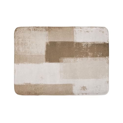 Ambesonne Abstrakte Badematte, abstrakter Grunge-Stil, Pinselstrichgemälde, moderne Illustration, Plüsch-Badezimmerdekormatte mit rutschfester Unterseite, 76,7 x 50,8 cm, helles Sepia von Ambesonne