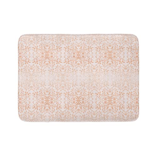 Ambesonne Badematte mit Blumenmuster, viktorianische Spitze, Blumen und Blätter, Retro-Hintergrund, altmodische Grafik, Plüsch-Badezimmerdekormatte mit rutschfester Unterseite, 76,7 x 50,8 cm, Weiß von Ambesonne