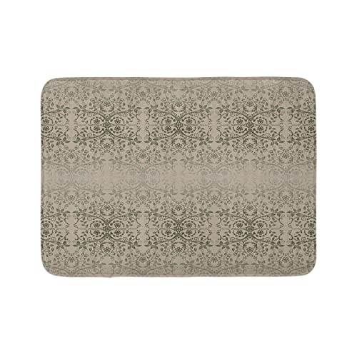 Ambesonne Badematte mit Blumenmuster, viktorianische Spitze, Blumen und Blätter, Retro-Hintergrund, altmodische Grafik, Plüsch-Badezimmerdekormatte mit rutschfester Unterseite, 76,7 x 50,8 cm, Dusk von Ambesonne