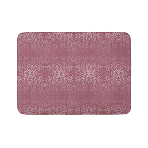 Ambesonne Badematte mit Blumenmuster, viktorianische Spitze, Blumen und Blätter, Retro-Hintergrund, altmodische Grafik, Plüsch-Badezimmerdekormatte mit rutschfester Unterseite, 76,7 x 50,8 cm von Ambesonne