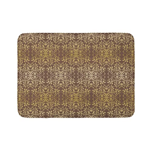 Ambesonne Badematte mit Blumenmuster, viktorianische Spitze, Blumen und Blätter, Retro-Hintergrund, altmodische Grafik, Plüsch-Badezimmerdekormatte mit rutschfester Unterseite, 76,7 x 50,8 cm von Ambesonne
