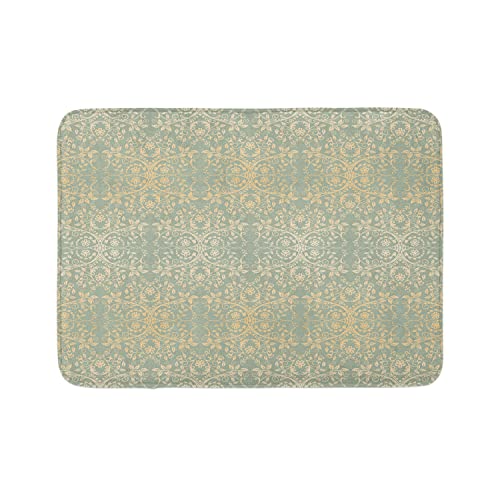 Ambesonne Badematte mit Blumenmuster, viktorianische Spitze, Blumen und Blätter, Retro-Hintergrund, altmodische Grafik, Plüsch-Badezimmerdekormatte mit rutschfester Unterseite, 76,7 x 50,8 cm von Ambesonne