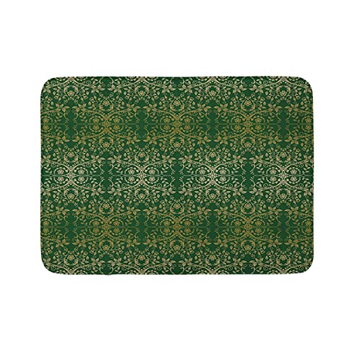 Ambesonne Badematte mit Blumenmuster, viktorianische Spitze, Blumen und Blätter, Retro-Hintergrund, altmodische Grafik, Plüsch-Badezimmerdekormatte mit rutschfester Unterseite, 76,7 x 50,8 cm von Ambesonne