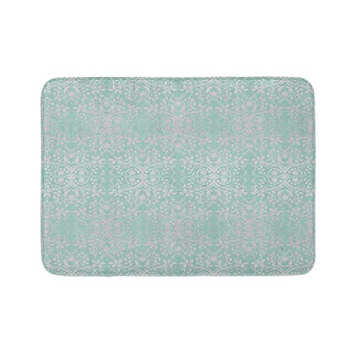 Ambesonne Badematte mit Blumenmuster, viktorianische Spitze, Blumen und Blätter, Retro-Hintergrund, altmodische Grafik, Plüsch-Badezimmerdekormatte mit rutschfester Unterseite, 76,7 x 50,8 cm von Ambesonne