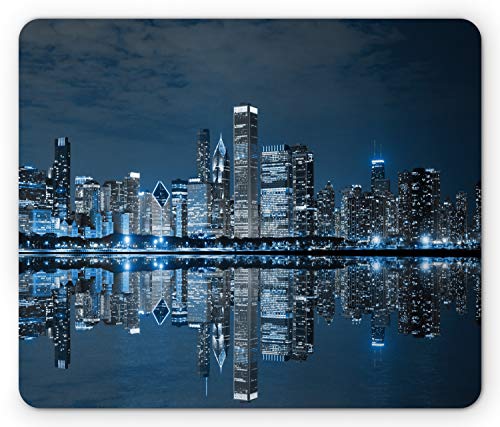 Ambesonne Chicago Skyline Mauspad, Sleeping City Dramatic Urban Resting Beliebtes American Lake Bild, Rechteckiges Anti-Rutsch-Mauspad, Standard-Größe, Nachtblau Ambesonne Chicago Skyline Mauspad, Sleeping City Dramatic Urban Resting Beliebtes American Lake Bild, Rechteckiges Anti-Rutsch-Mauspad, Standard-Größe, Nachtblau von Ambesonne