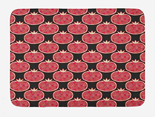 Ambesonne Granatapfel-Badematte, durchgehendes Mosaik-inspirierendes Obst-Design mit champagnerfarbenem Ton, Plüsch-Badezimmerdekormatte mit rutschfester Unterseite, 76,7 x 50,8 cm, anthrazit/dunkle von Ambesonne
