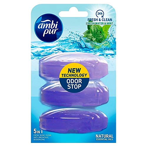 Ambi Pur 3 Stück 3 flüssige WC-Steine Nachfüller 3 x 55ml - Frisches Wasser & Minze von Ambi Pur