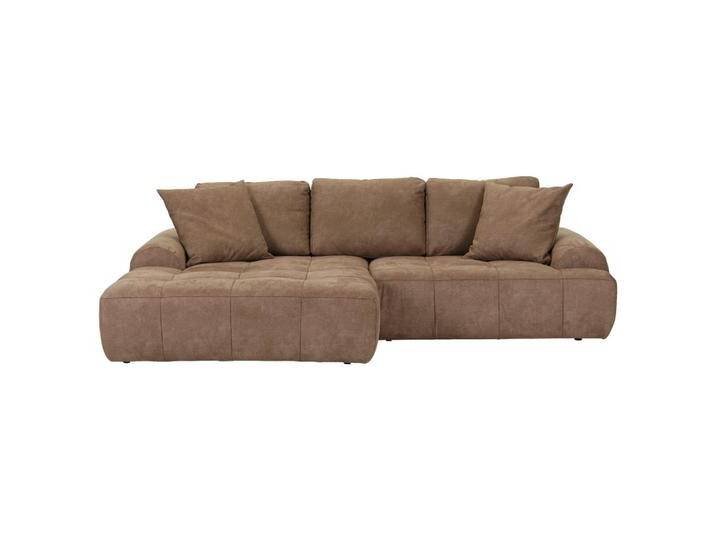 Ambia Home ECKSOFA, Braun, 2-3-Sitzer, Füllung: Polyetherschaumkern, Ottomane links, L-Form, 286x195 cm, Stoffauswahl, seitenverkehrt erhältlich, von Ambia-Home