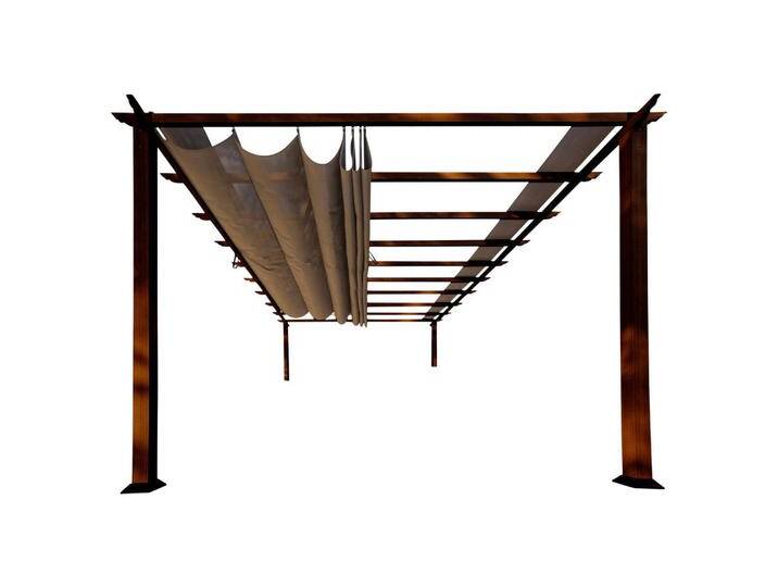 Paragon Outdoor Almuiminium Pergola Florenz Pavillon mit ausziehbarem Sonnensegel holzoptik cocoa 350 x 505 x 236 cm (L x B x H) von Ambia