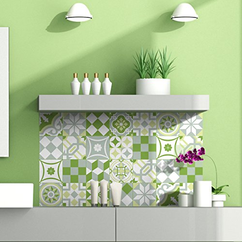 Ambiance Sticker Selbstklebende Wandtattoo Aufkleber, Wanddekoration, Fliesenaufkleber für Badezimmer und Küche Ornements Verdoyant - 24 Stück Aufkleber 10 x 10 cm Ambiance Sticker Selbstklebende Wandtattoo Aufkleber, Wanddekoration, Fliesenaufkleber für Badezimmer und Küche Ornements Verdoyant - 24 Stück Aufkleber 10 x 10 cm von Ambiance Sticker