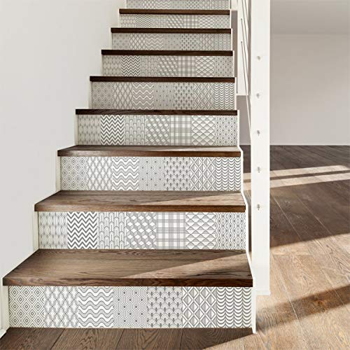 Ambiance Sticker col-stairs-ROS-B054_30x105x3 Fliesenaufkleber für Treppen, Vinyl, Thorvald, 6 bandes de 15 x 105 cm, 6 von Ambiance Sticker