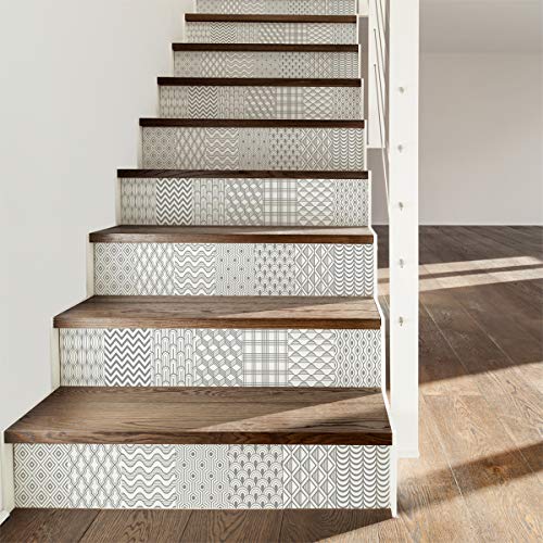 Ambiance Sticker col-stairs-ROS-B054_30x105x2 Fliesenaufkleber für Treppen, Vinyl, Thorvald, 4 bandes de 15 x 105 cm, 4 von Ambiance Sticker