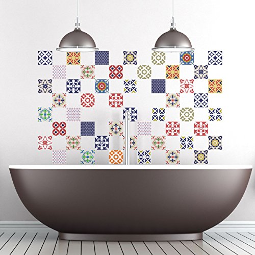 Ambiance-Live Karo-Zement Wandtattoo – AZULEJOS – 15 x 15 cm – 60pièces von Ambiance Sticker