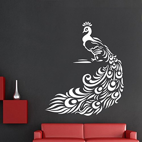 Ambiance-Live Wandtattoo Pfau profil - 50 x 40 cm, Silber von Ambiance-Live