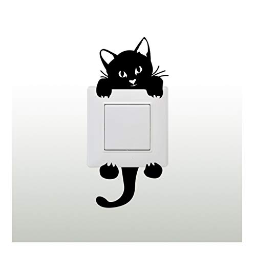 Ambiance Süsse baumelnde Katze Wandsticker Wandtattoo Wandaufkleber - Schwarz - 13 x 8 cm von Ambiance