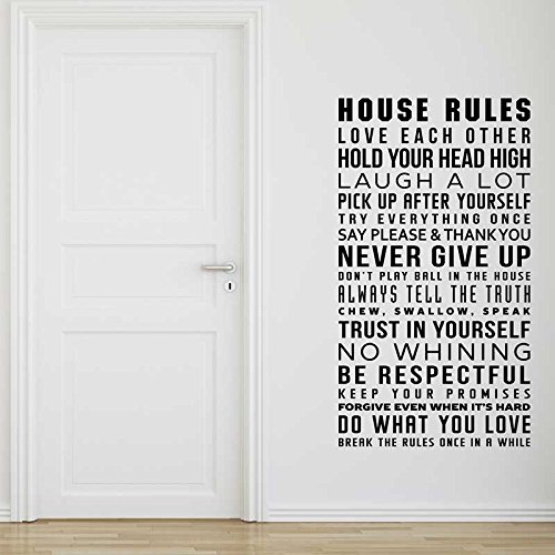 Ambiance-Live - wandtattoo sticker, Zitat: house rules - 100 x 55 cm, Türkis von Ambiance-Live