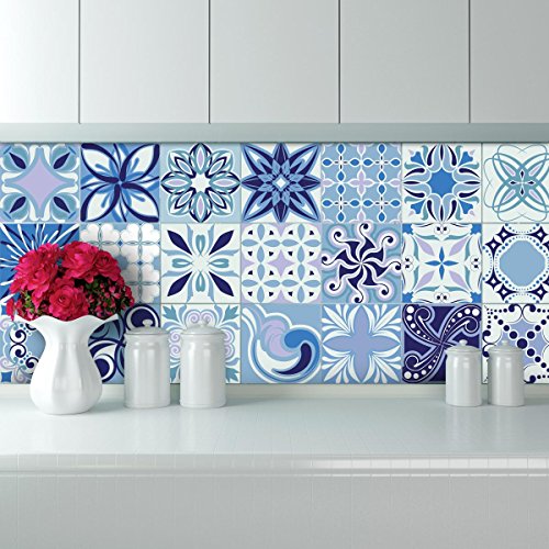 Azulejos 30 Stück Selbstklebende Zementfliesenaufkleber Badezimmer Küche Mosaik Wandfliesen 20 x 20 cm von Ambiance Sticker