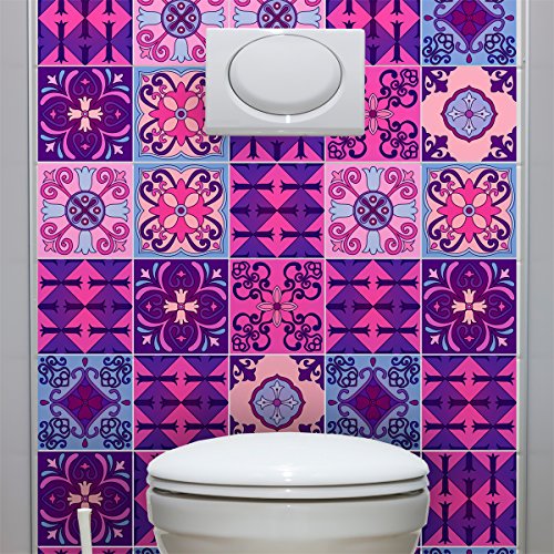 ambiance-live col-tiles-ros-a818 _ 15 x 15 cm Aufkleber Fliesen, Mehrfarbig, 15 x 15 cm, Set 9-teilig von Ambiance Sticker