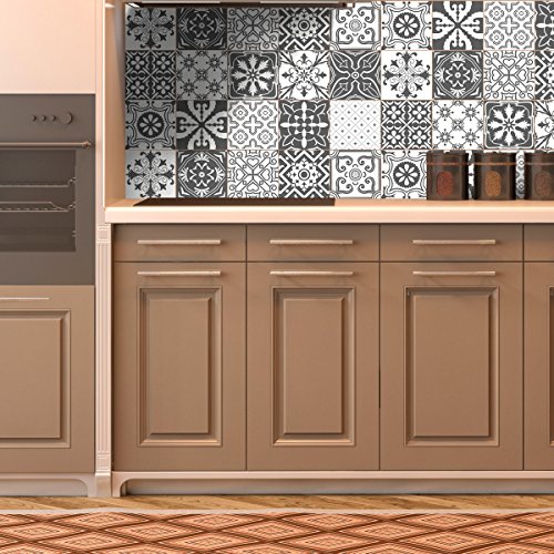 Ambiance Sticker Selbstklebende Wandfliesen für Küche und Bad Napoli - 9 Stück Aufkleber 10 x 10 cm von Ambiance Sticker