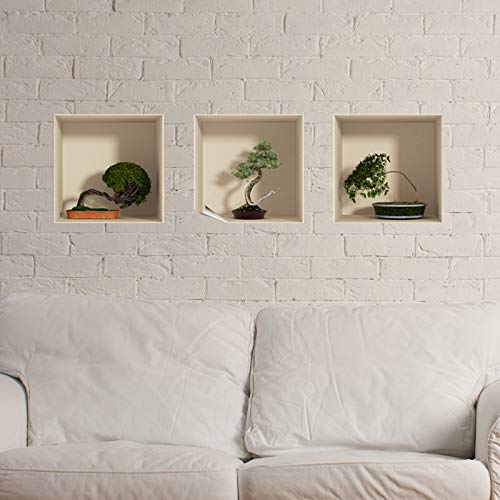 Sticker 3D Effekt | Wandaufkleber Bonsai - Tapete Dekoration optische Täuschung Raum und Wohnzimmer | 30 x 90 cm von Ambiance Sticker
